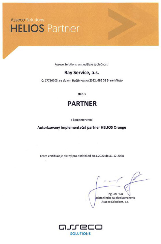 Certifikát o partnerství s ASSOL